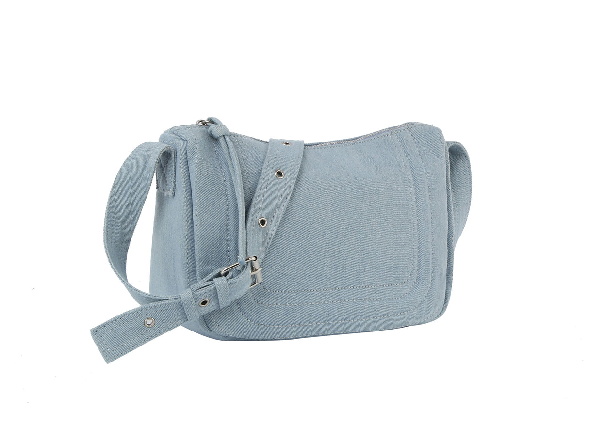 Stitched denim messanger crossbody by hfstylish