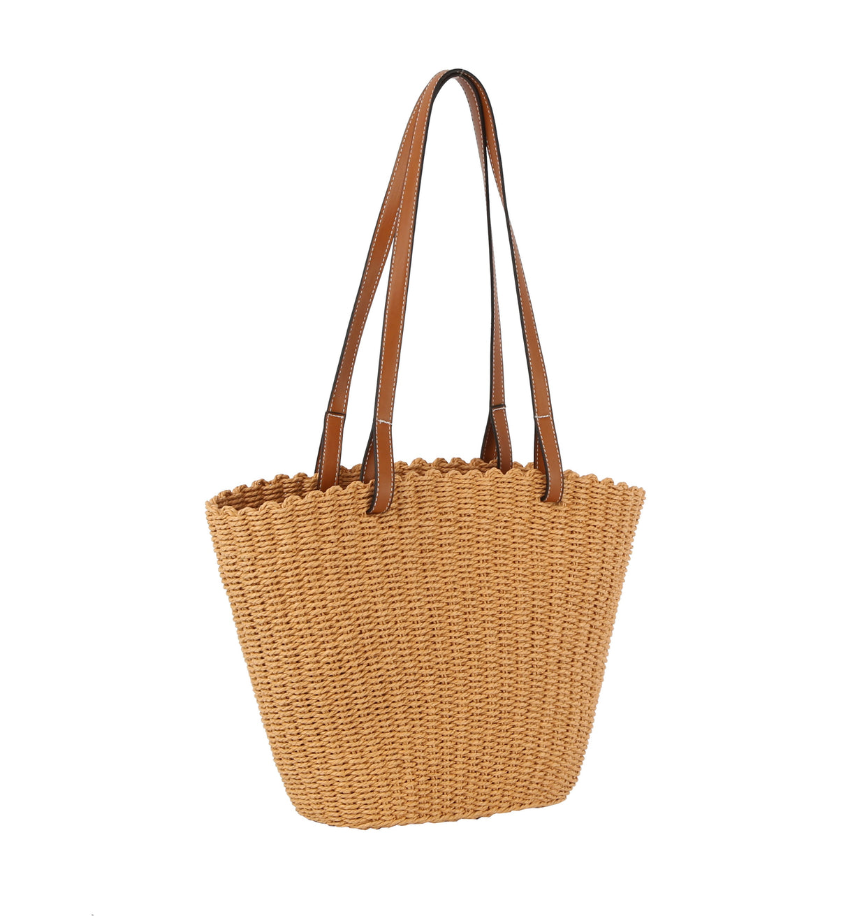 Straw basket bag with vegan leather handle by hfstylish