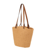 Straw basket bag with vegan leather handle by hfstylish