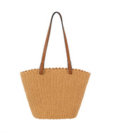 Straw basket bag with vegan leather handle by hfstylish