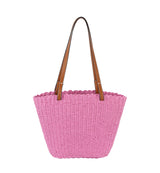 Straw basket bag with vegan leather handle by hfstylish