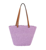 Straw basket bag with vegan leather handle by hfstylish