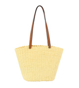 Straw basket bag with vegan leather handle by hfstylish