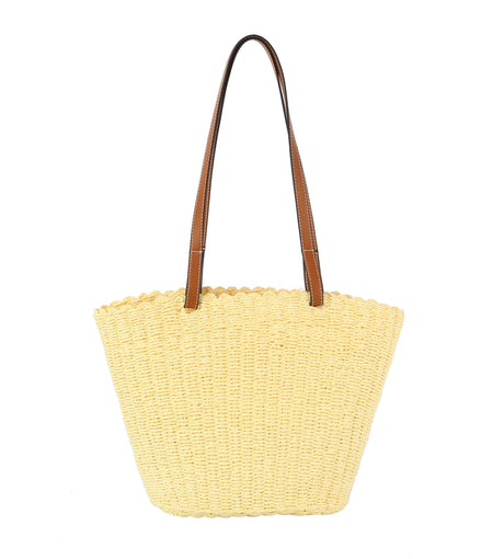 Straw basket bag with vegan leather handle by hfstylish