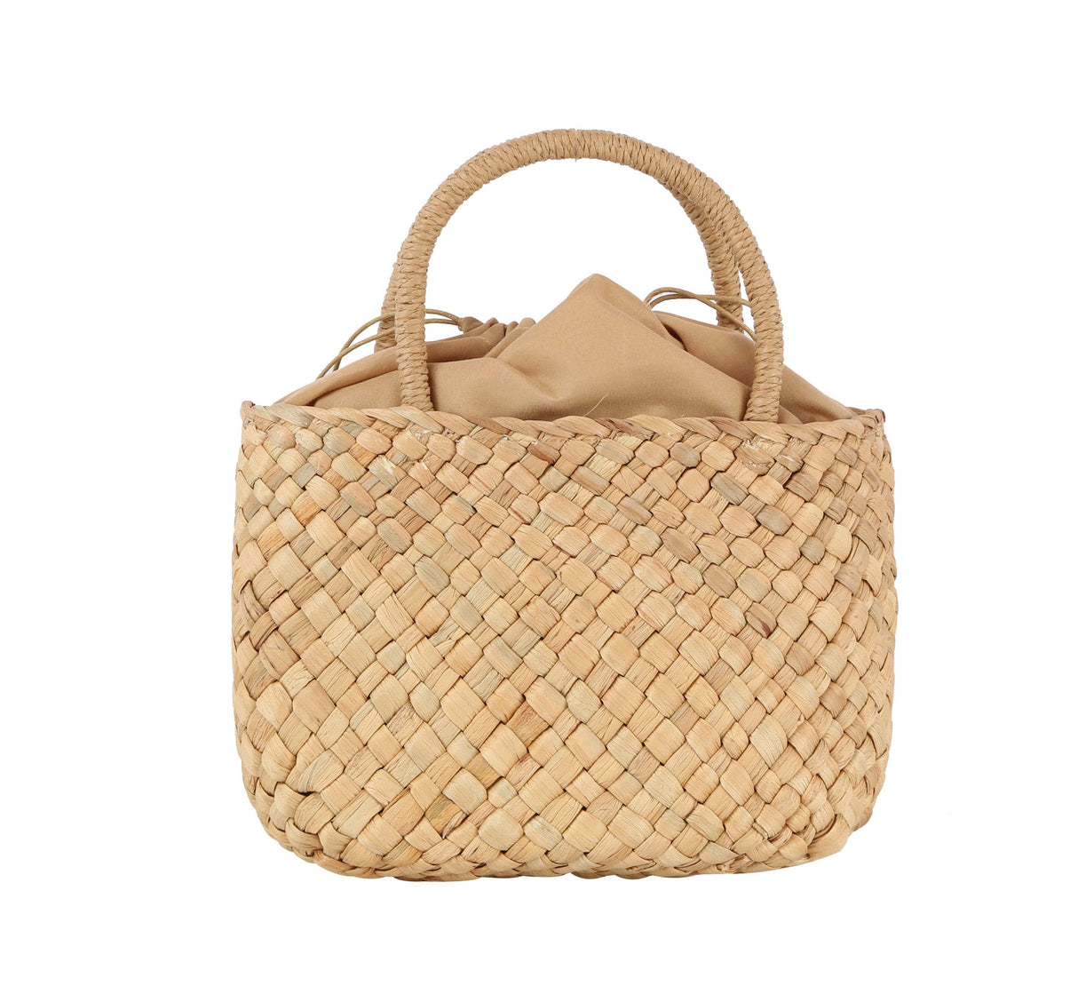 Drawstring straw basket bag by hfstylish