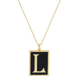 Gold Dipped Enamel Rectangle Monogram Pendant Necklace by Madeline Love