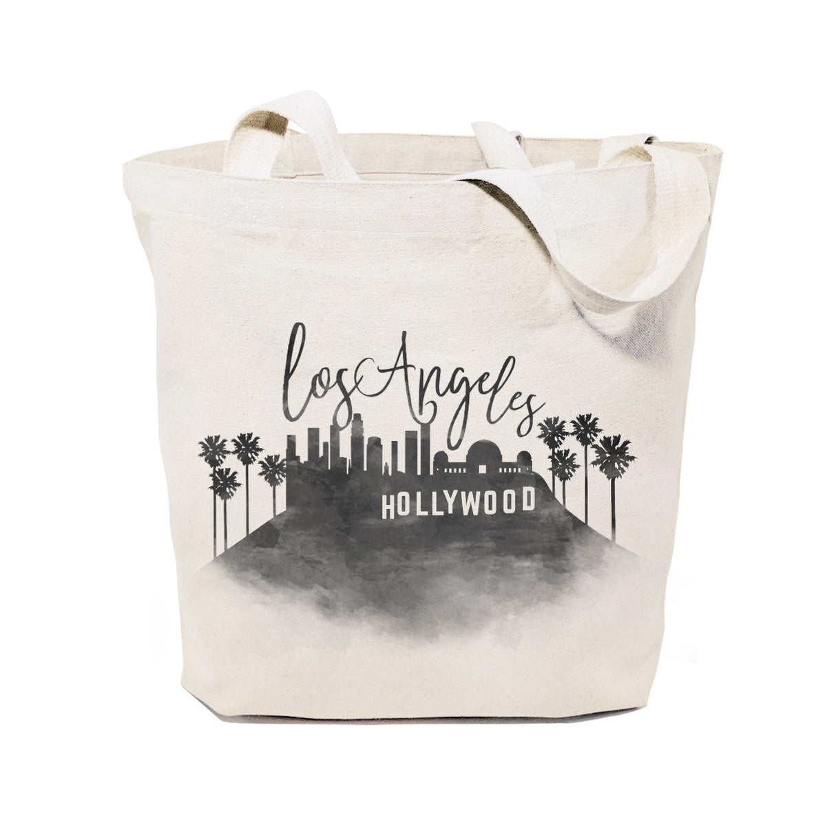 Los Angeles Cityscape Cotton Canvas Tote Bag by The Cotton & Canvas Co.