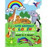 Cute Animals Coloring Book for Kids Ages 3-9 Years: Simple and large design 12 in 1 awesome animals preschool coloring book for toddler and great gift