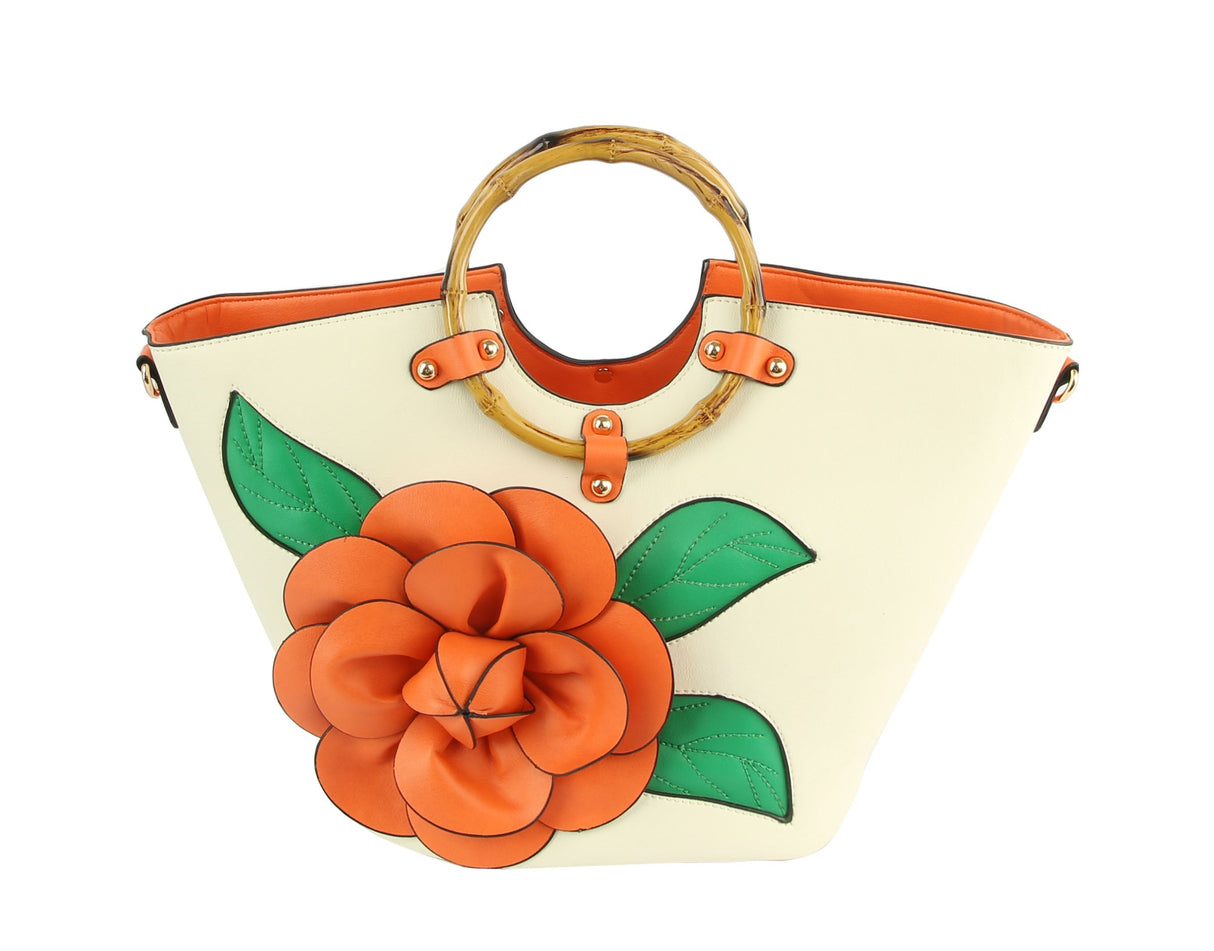 Women Flower Satchel Evening Purse Handbag by hfstylish