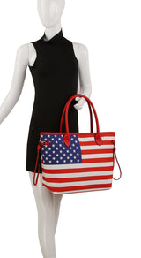 USA Tote Shoulder Handbag Flag Top Handle by hfstylish