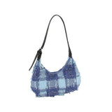 Distressed checkered pattern shoudler bag by Handbag Factory