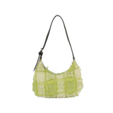 Distressed checkered pattern shoudler bag by Handbag Factory