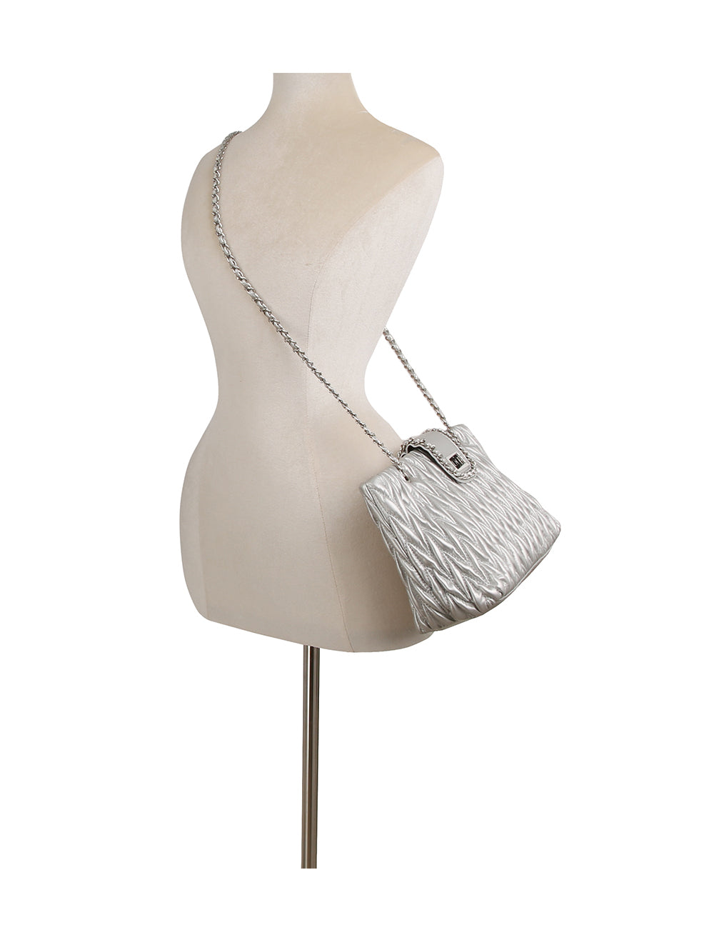 Embossed Leather Convertible Chain Shoulder Bag by hfstylish