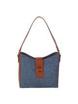 Denim And Contrast Trim Hobo by hfstylish