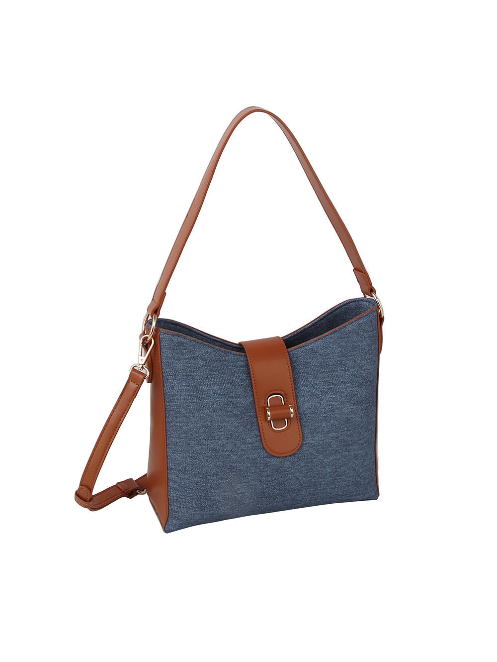 Denim And Contrast Trim Hobo by hfstylish