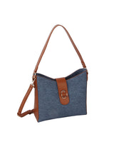 Denim And Contrast Trim Hobo by hfstylish