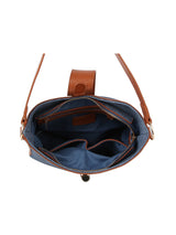 Denim And Contrast Trim Hobo by hfstylish