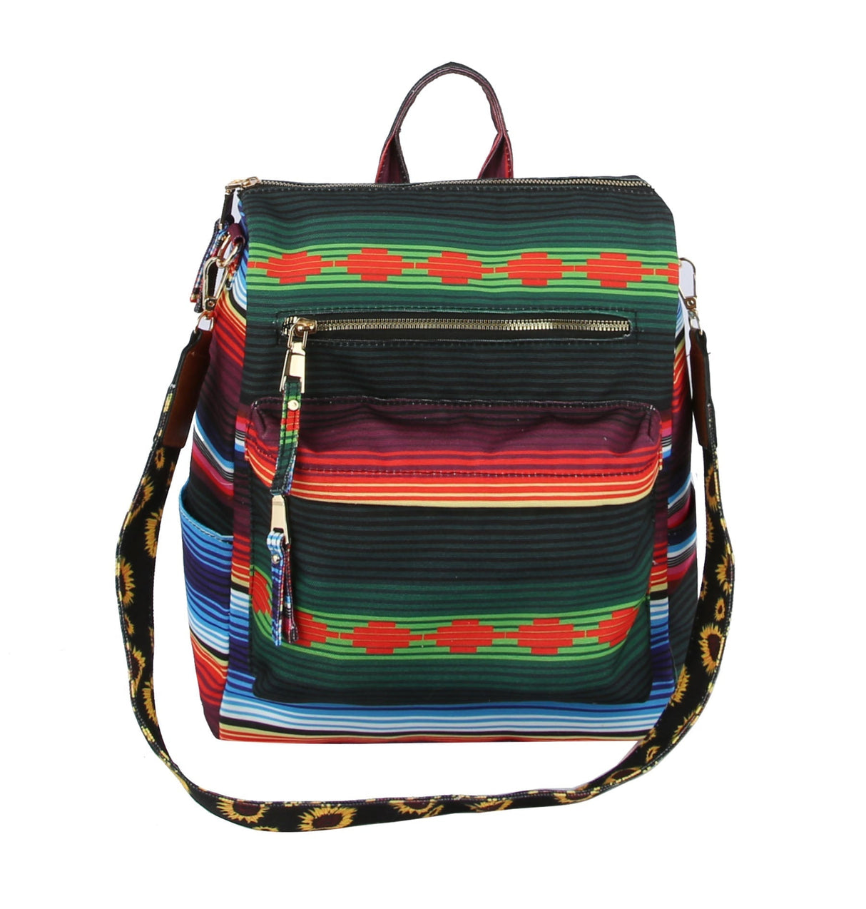 Indian Aztec Printed Travel Backpack with Guitar Strap by hfstylish