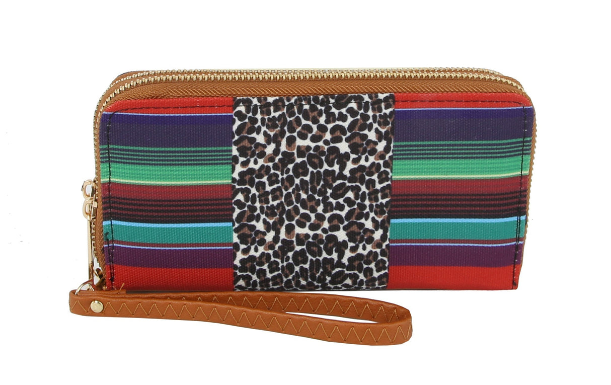 MULTI COLOR STRIPES - CHEETAH ZIP AROUND WALLET by hfstylish