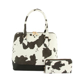 Cow Leo Print Women Satchel Top Handle Bag by hfstylish