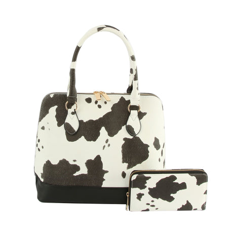 Cow Leo Print Women Satchel Top Handle Bag by hfstylish