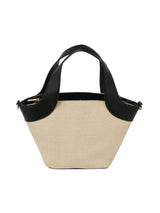 Color point leather handle straw tote by hfstylish