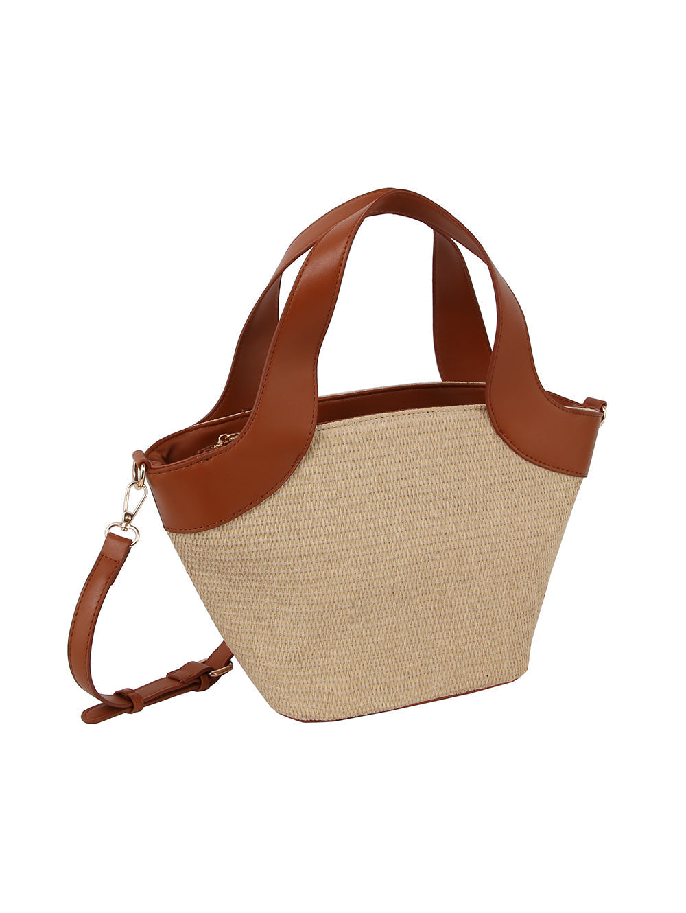 Color point leather handle straw tote by hfstylish