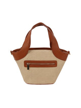 Color point leather handle straw tote by hfstylish