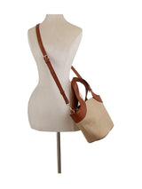 Color point leather handle straw tote by hfstylish