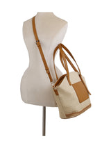 Straw vacation bag with front leather pocket by hfstylish