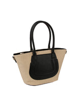 Straw vacation tote bag with leather detail by hfstylish