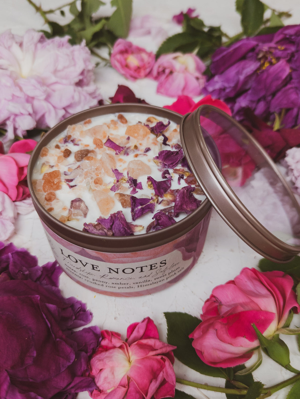 LOVE NOTES Rose + Pink Salt Candle by Ash & Rose