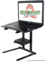 Folding DJ Laptop Stand with Sub-tray Shelf by FAT TOAD - Pro Audio Computer Table Top Rack Stand Mount for iPads, Mixer Controller & Tablets PC Gear by GeekStands.com