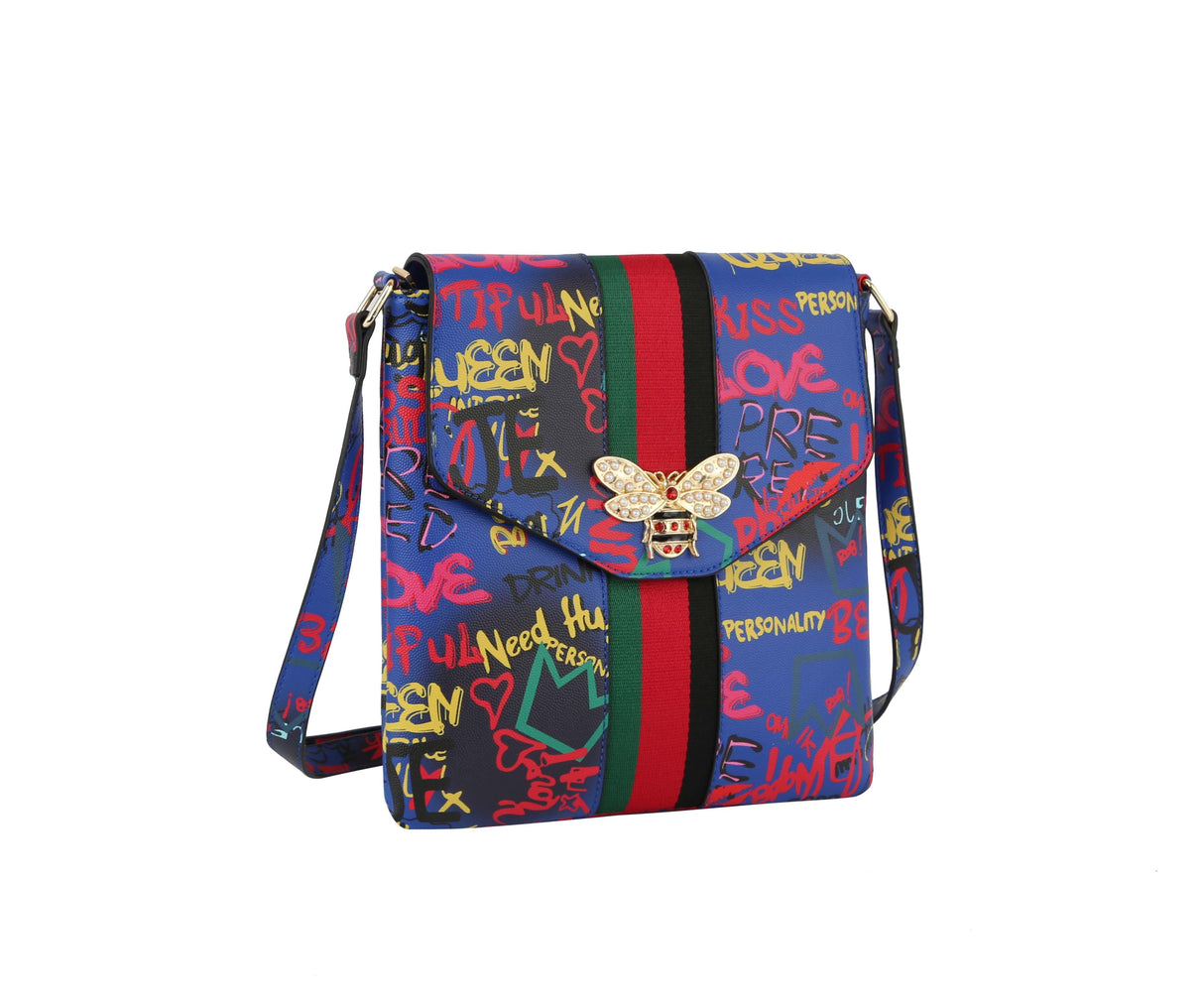 Fashion Graffiti Bee stripe Crossbody Messenger bag by hfstylish