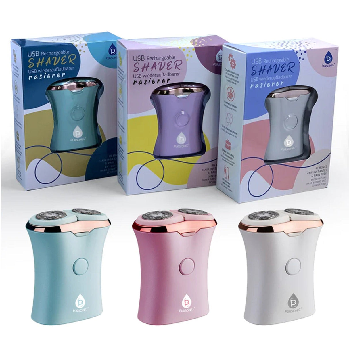 Rechargeable USB Ladies Shaver, Removes Hair Instantly & Pain Free by Pursonic