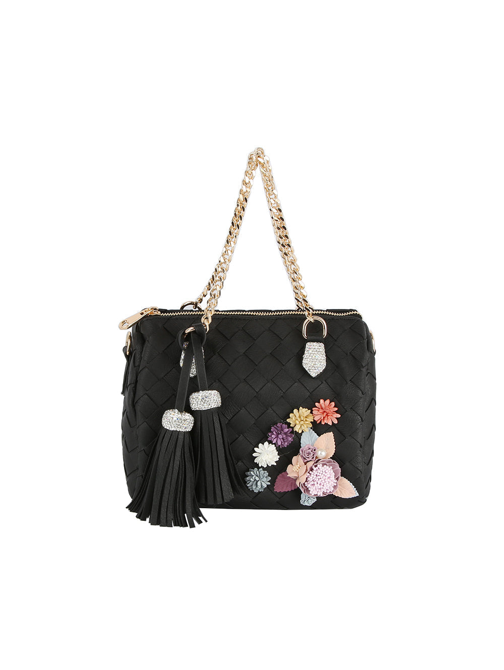 Raised Floral Woven Shoulder Bag by hfstylish