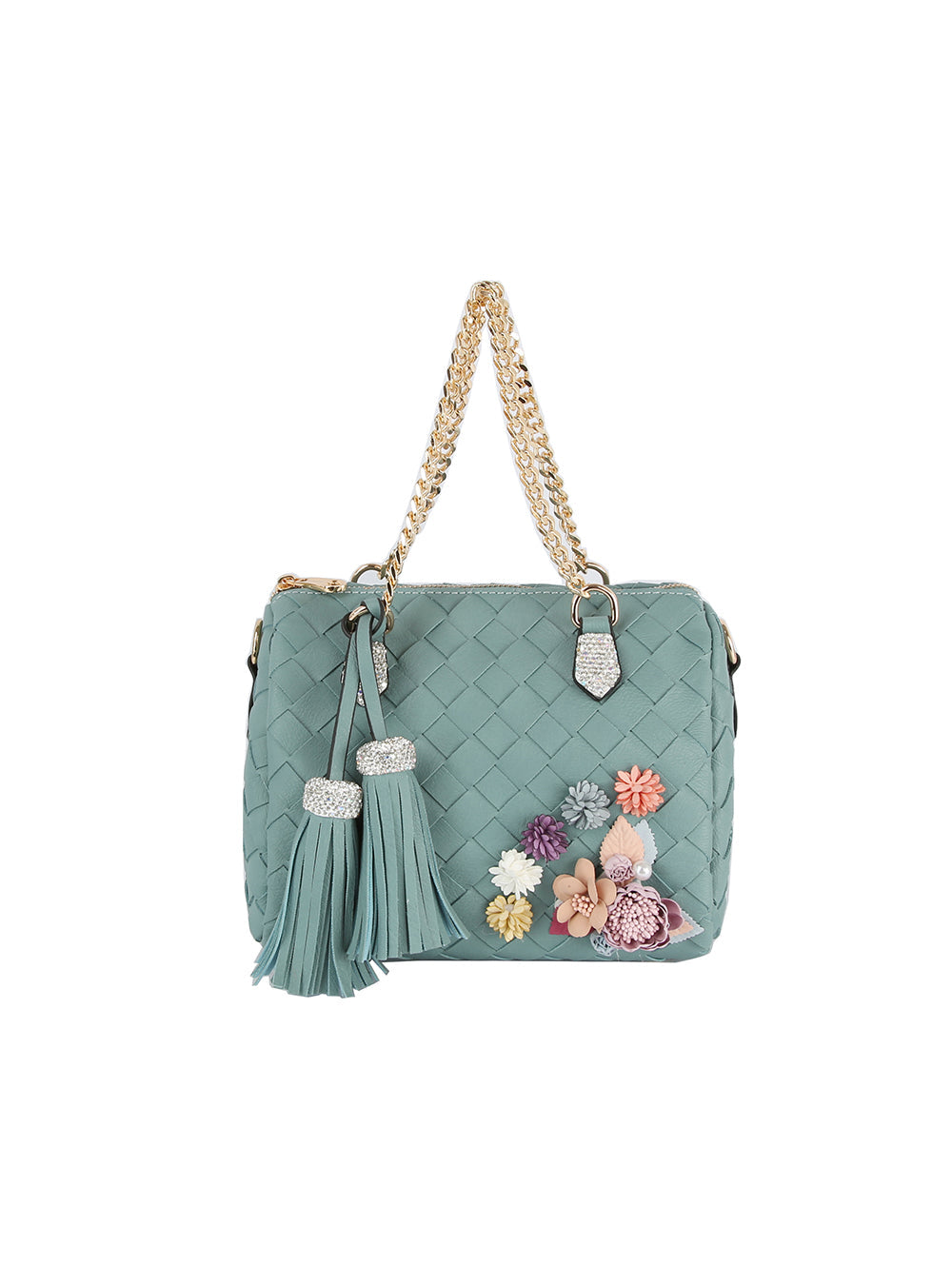 Raised Floral Woven Shoulder Bag by hfstylish