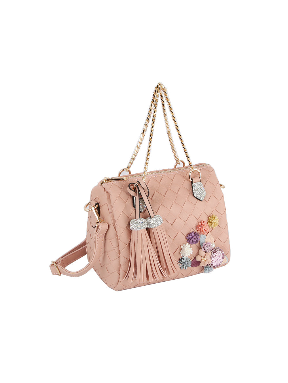 Raised Floral Woven Shoulder Bag by hfstylish