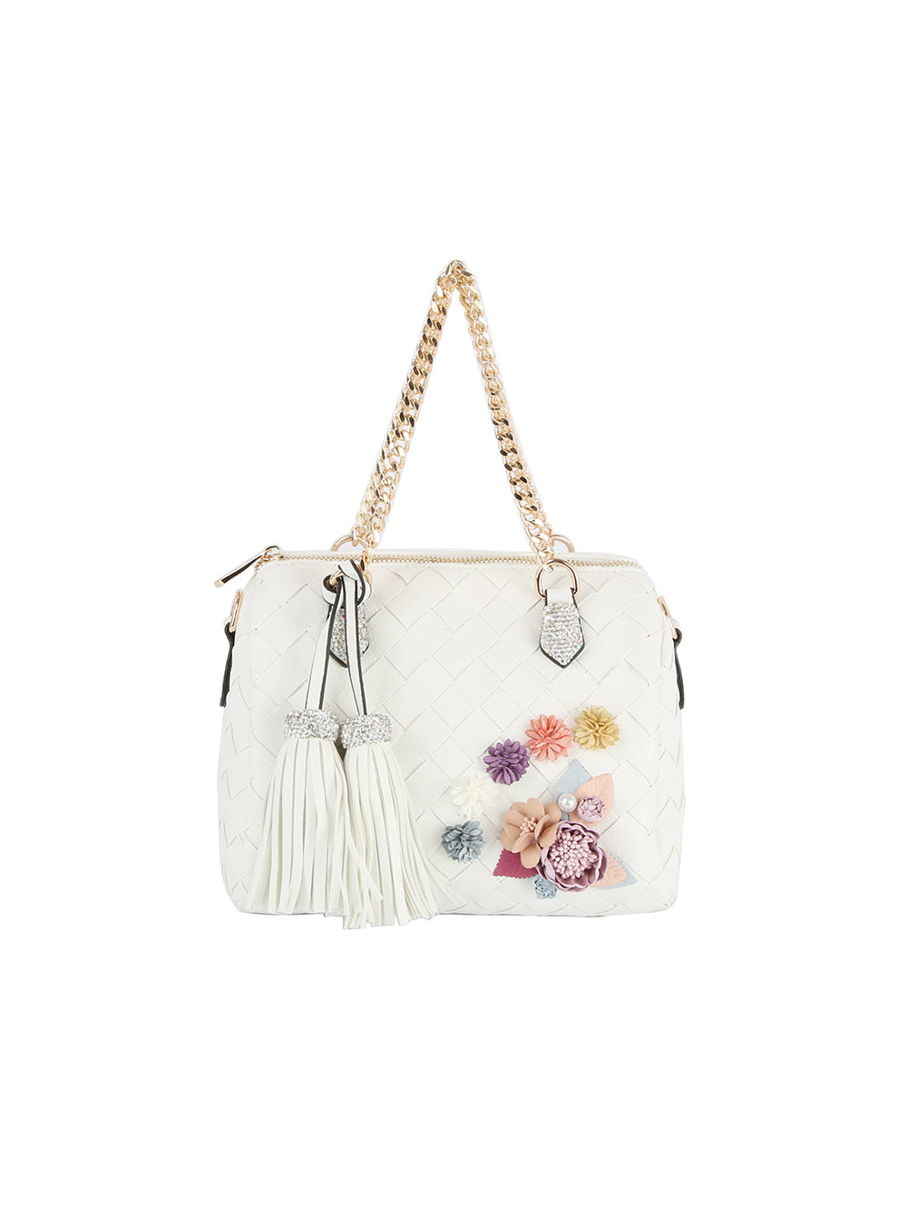 Raised Floral Woven Shoulder Bag by hfstylish