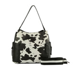 Ladies Top Handle Cow Printed Hobo Handbag by hfstylish