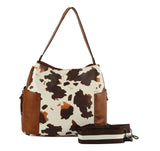 Ladies Top Handle Cow Printed Hobo Handbag by hfstylish