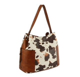 Ladies Top Handle Cow Printed Hobo Handbag by hfstylish