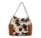 Ladies Top Handle Cow Printed Hobo Handbag by hfstylish