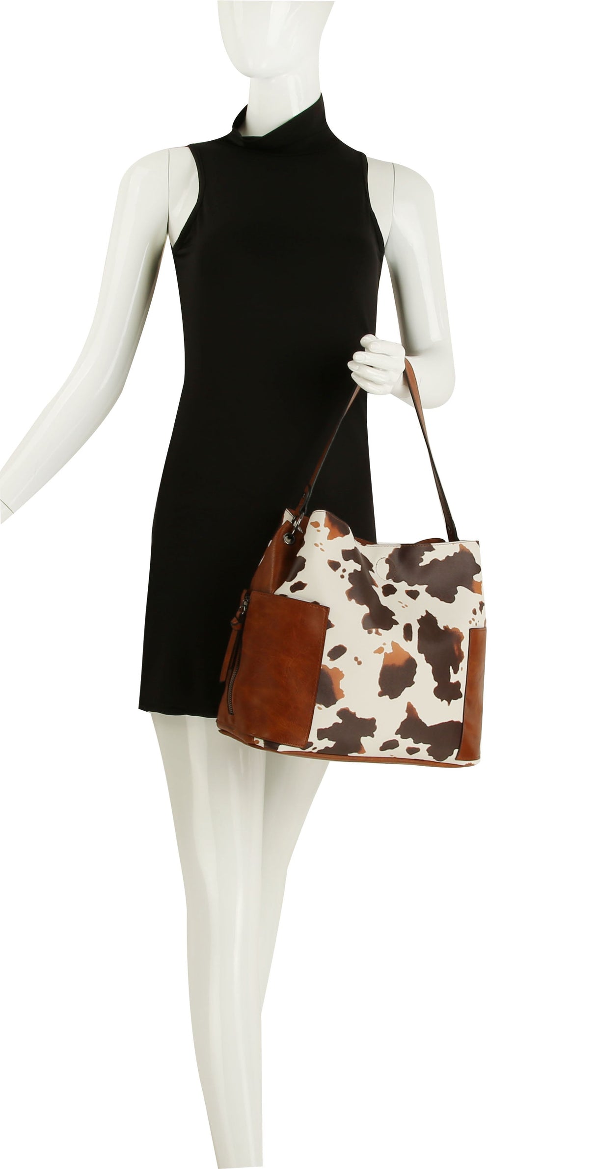 Ladies Top Handle Cow Printed Hobo Handbag by hfstylish