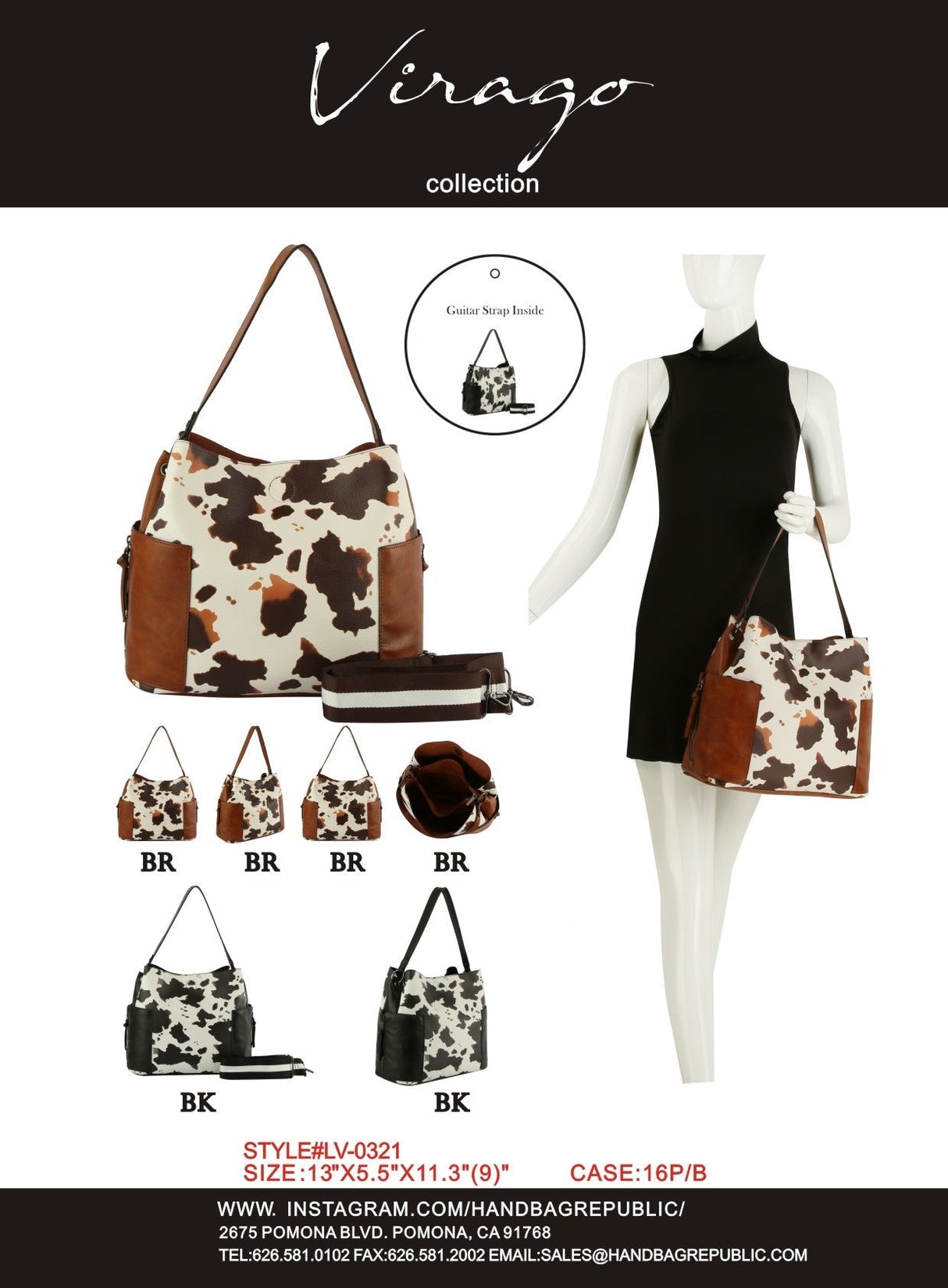 Ladies Top Handle Cow Printed Hobo Handbag by hfstylish