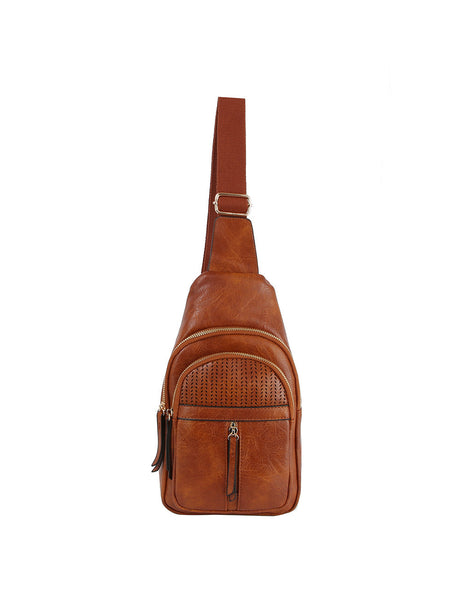 Front pocket leather sling bag by hfstylish