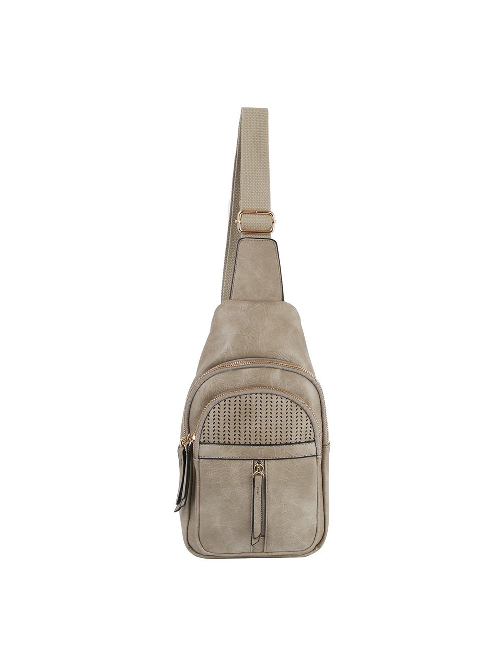 Front pocket leather sling bag by hfstylish