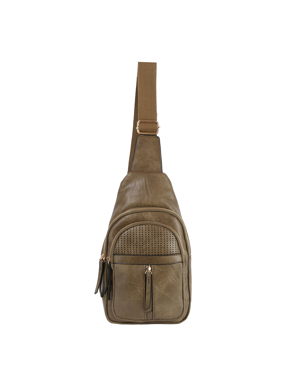 Front pocket leather sling bag by hfstylish