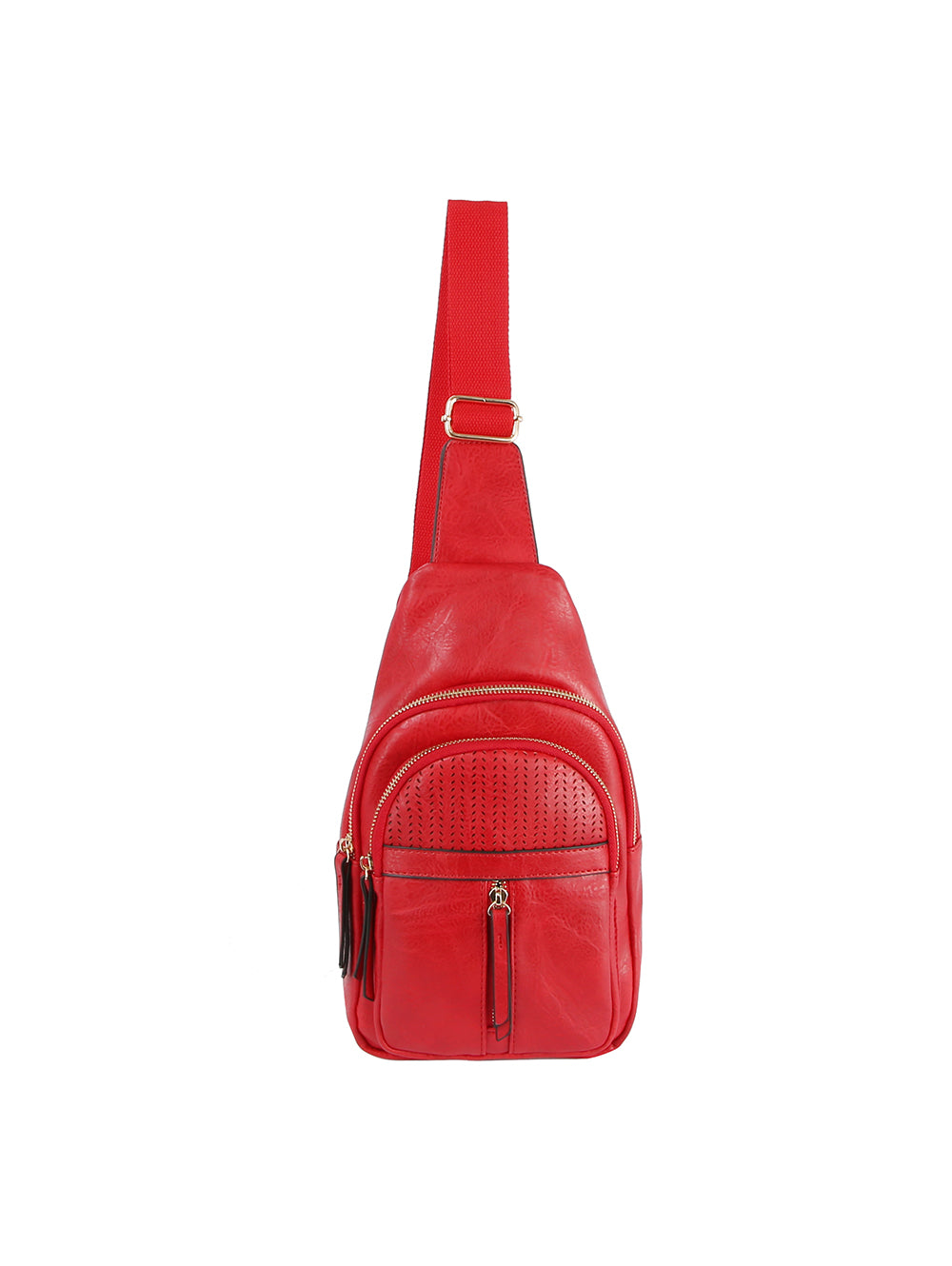 Front pocket leather sling bag by hfstylish