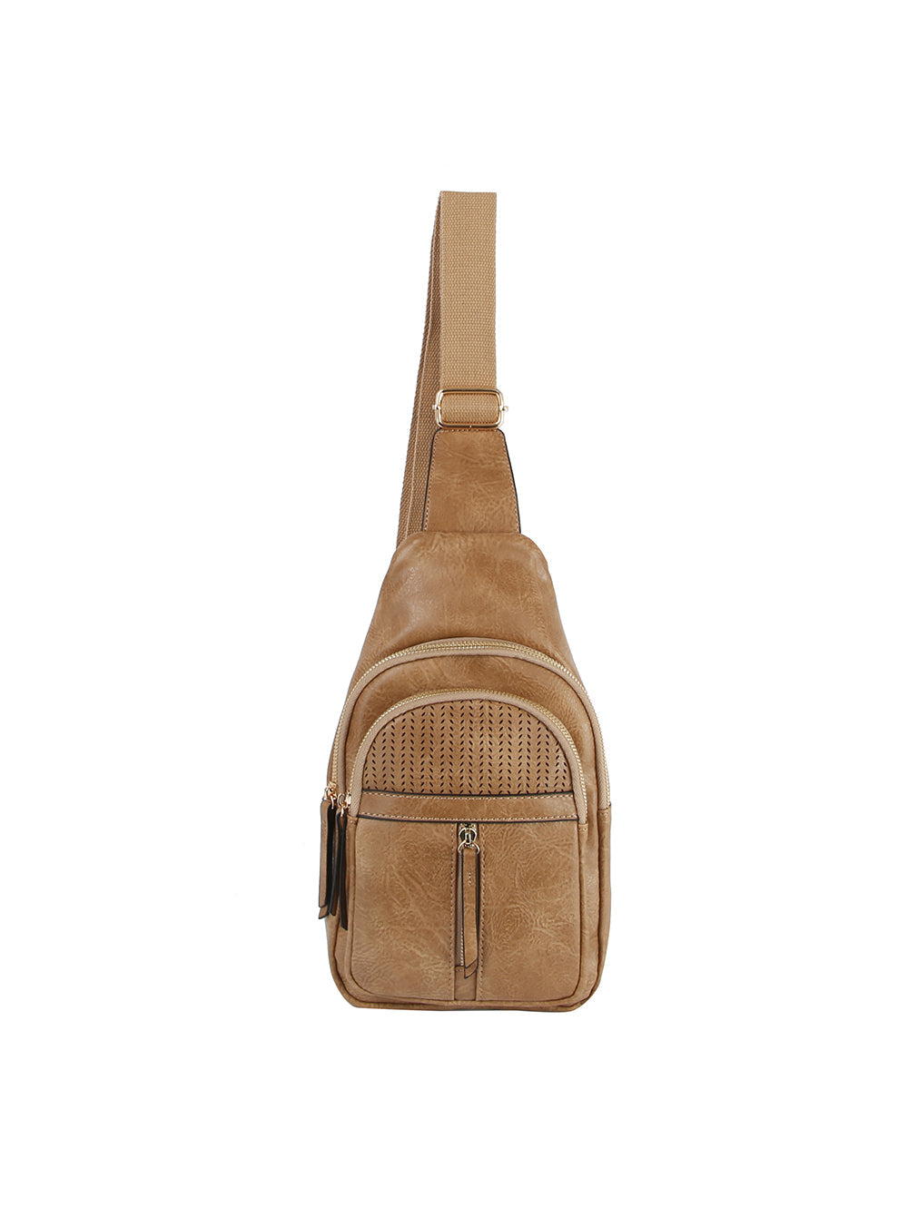 Front pocket leather sling bag by hfstylish